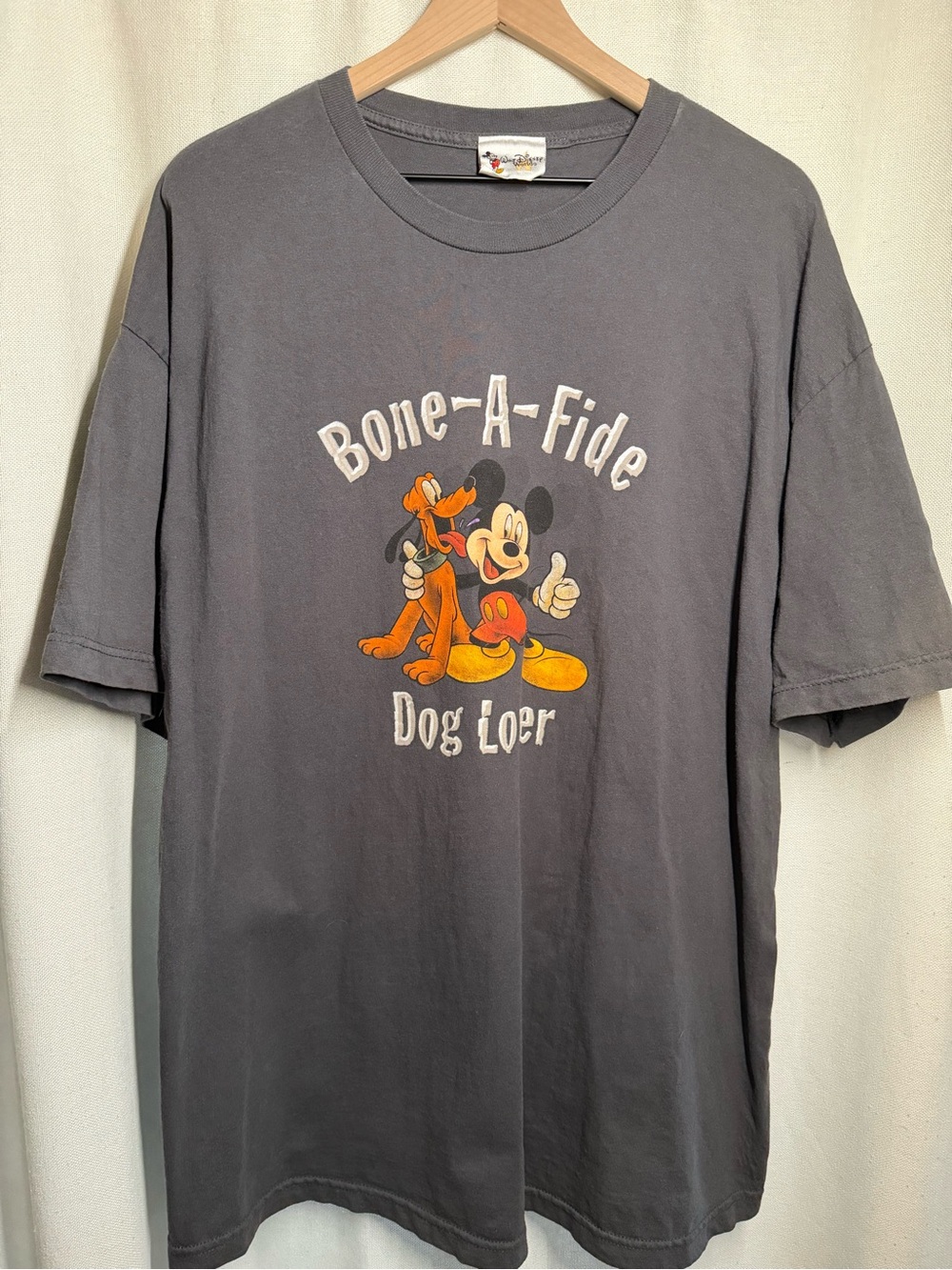 Disney Gray Graphic Tee with Mickey & Pluto Dog-Lover Print